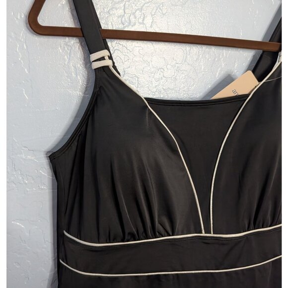 Womens Ravello Black Tankini Swim Top S Adjustable Straps Contrast Piping NWT - Picture 11 of 16